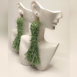 Elegant Green Tassel Earrings